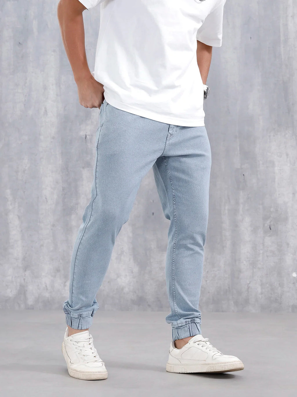 Men'S Casual Jogger Fit Jeans  | Light Blue