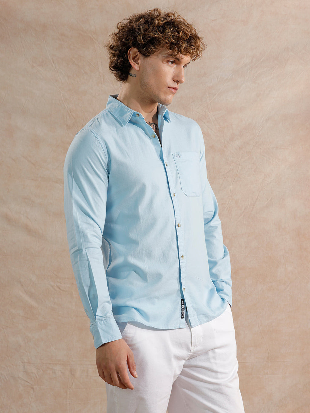 Solid Full Sleeve Regular Fit Shirt | Blue