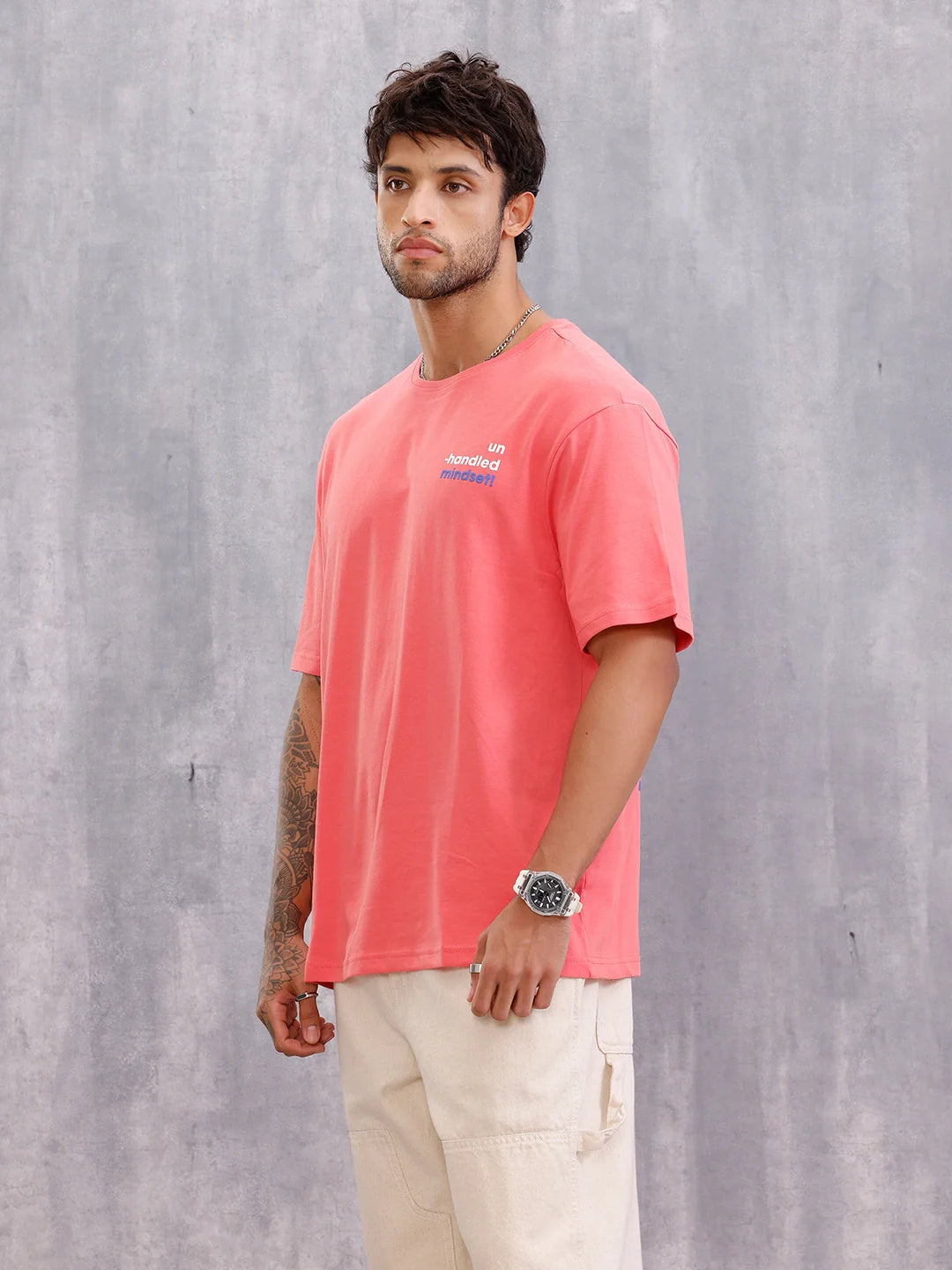 Graphic Printed Oversized Fit T-shirt | Pink