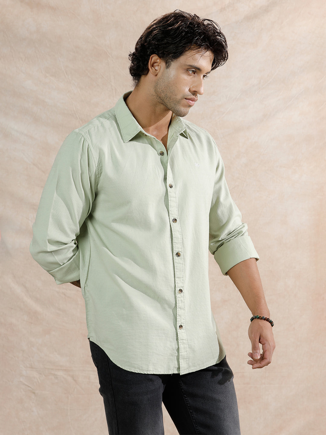 Textured Regular Fit Shirt | Light Green
