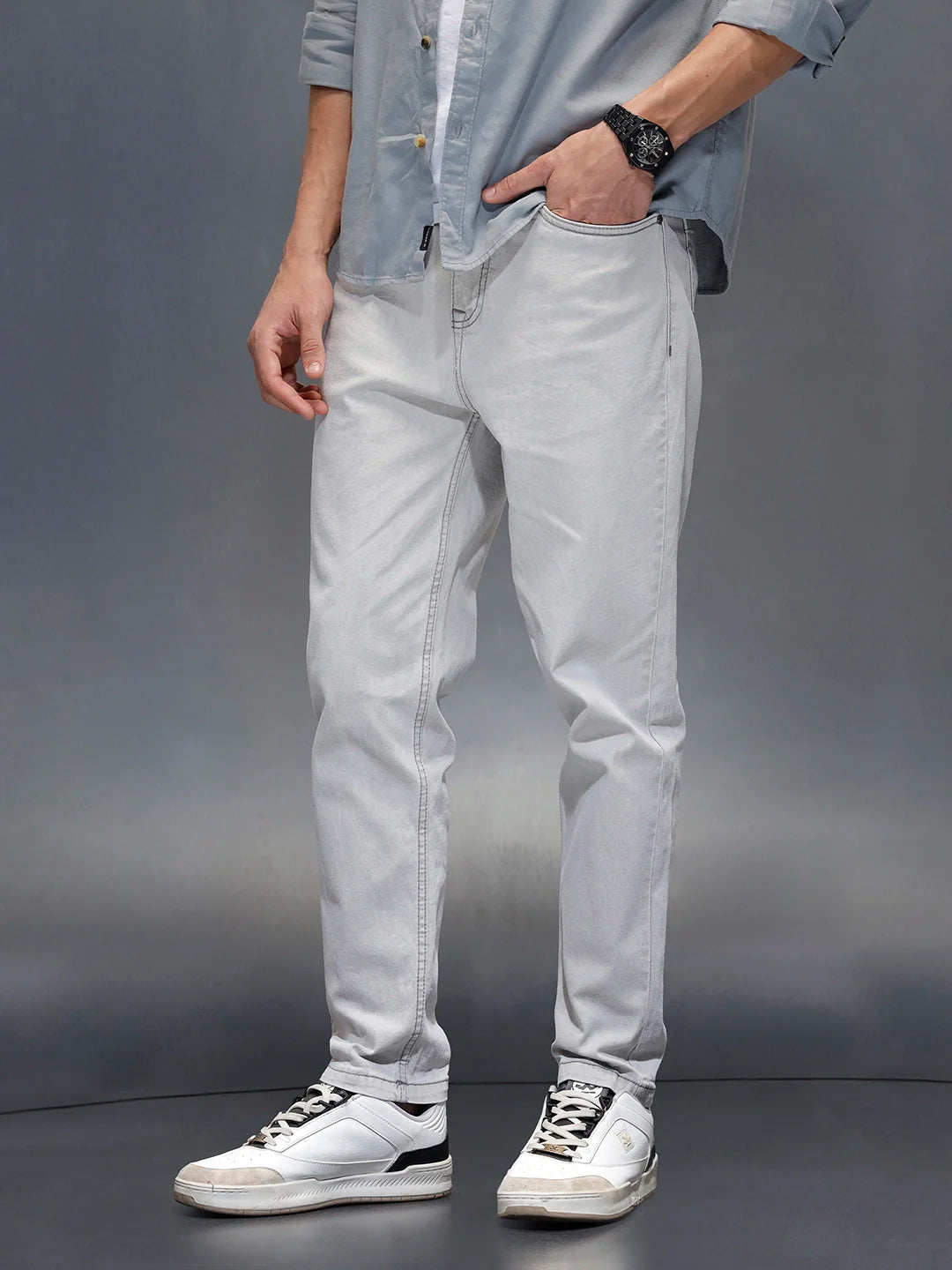 Men's casual slim ankle fit jeans | Grey