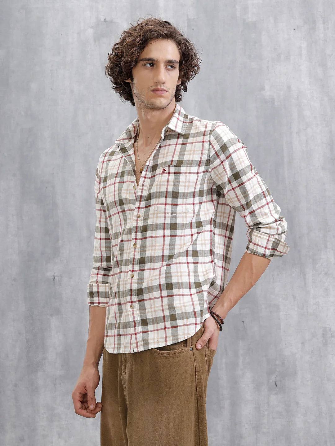 Checkered Full Sleeve Shirt | Off White