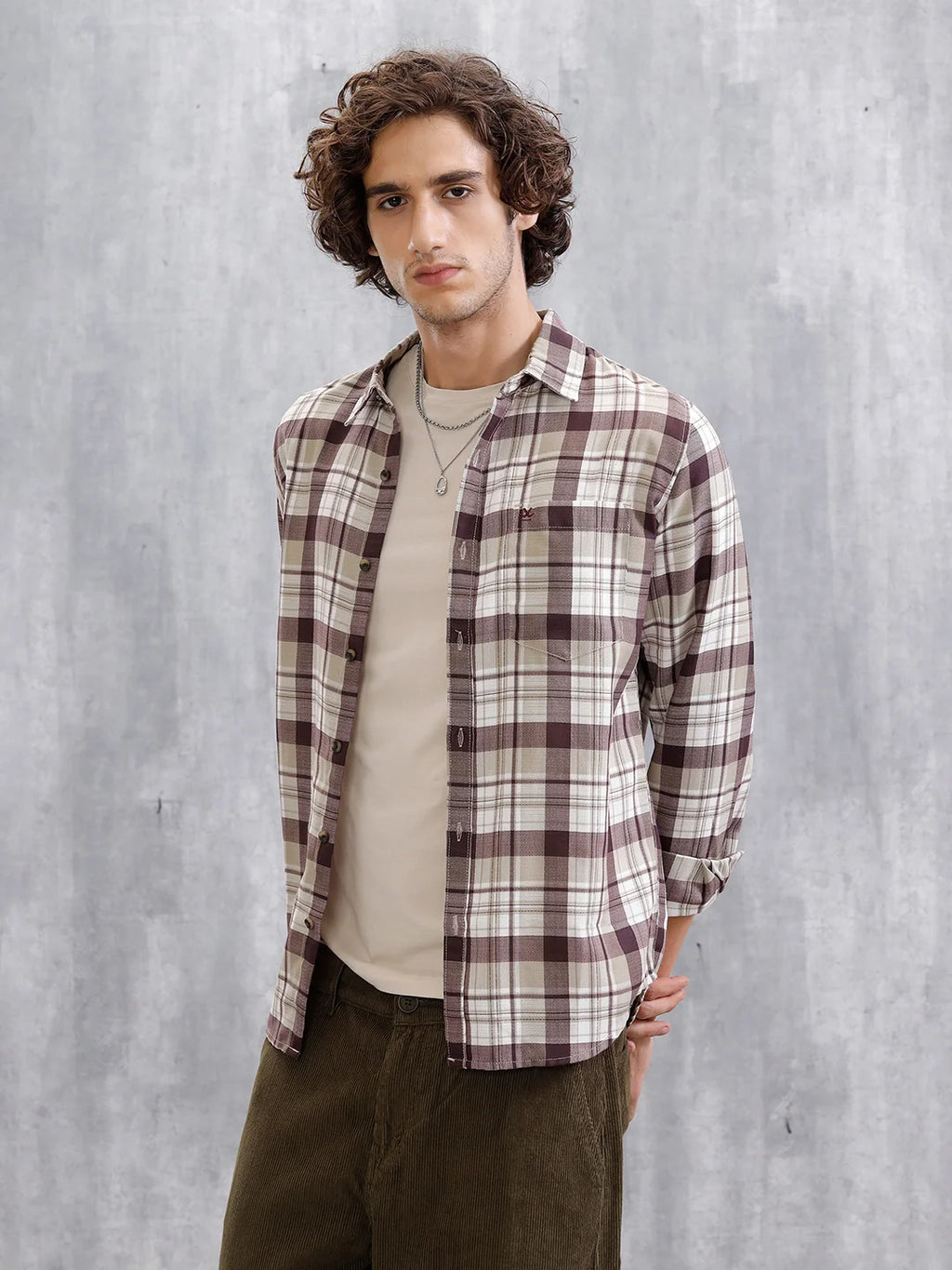 Checkered Full Sleeve Shirt | Brown
