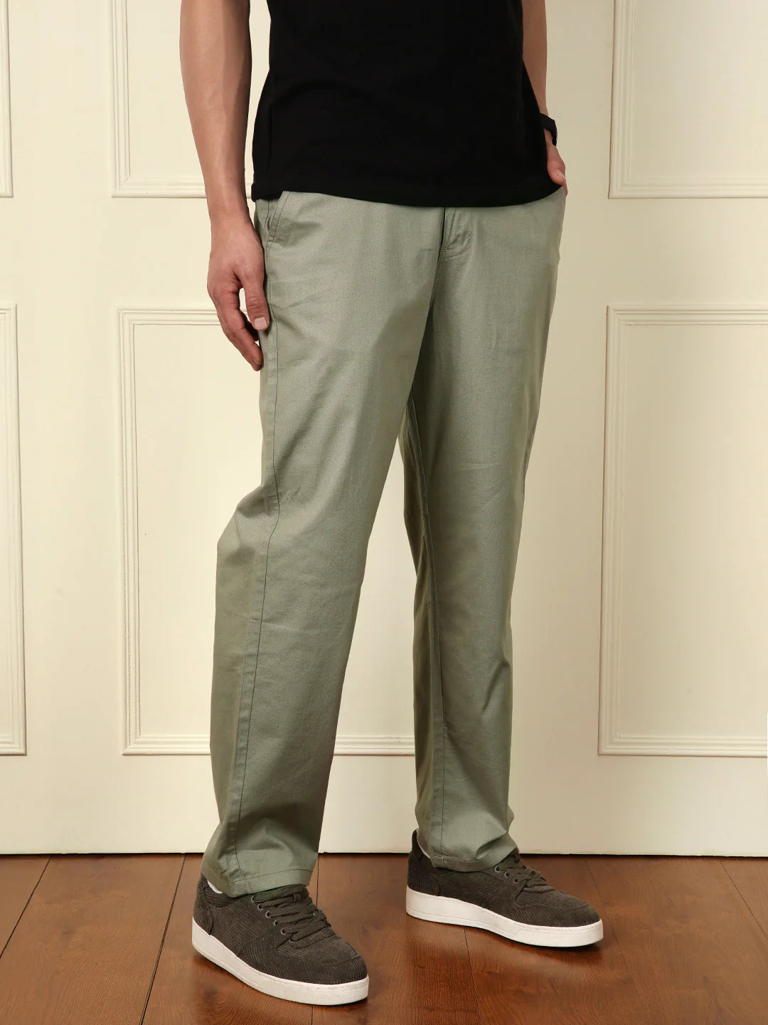 Loose Fit Linen Blend Trouser | Green