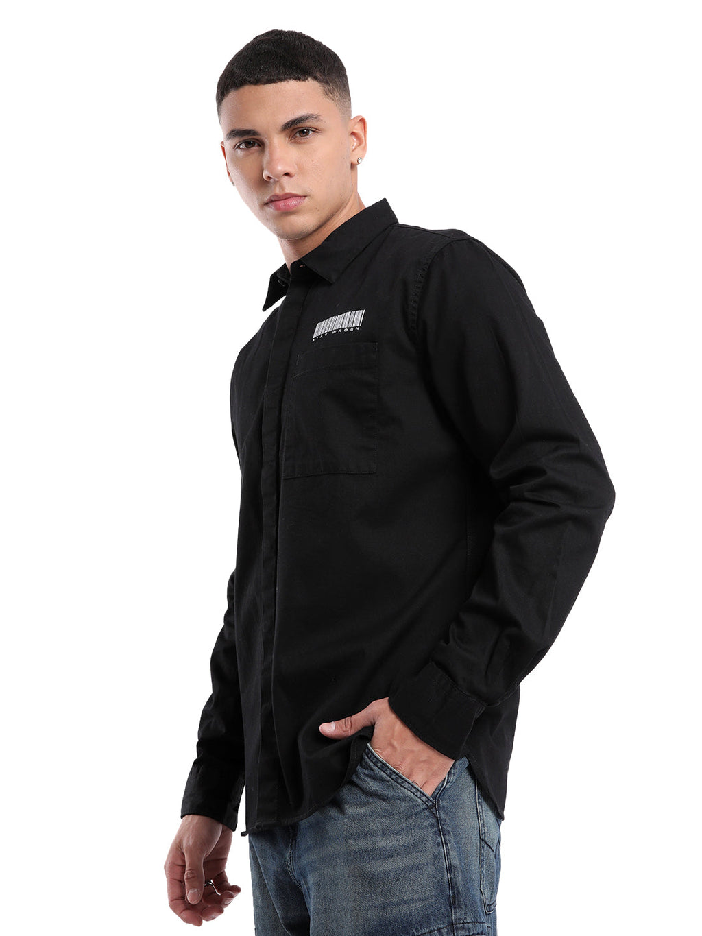 Classic Black Barcode Printed Shirt