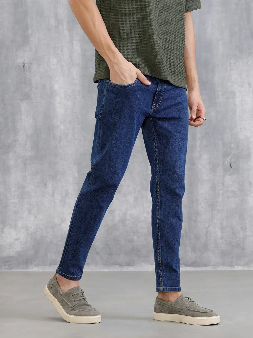 Mid Washed Skinny Crop Jeans | Med Stone