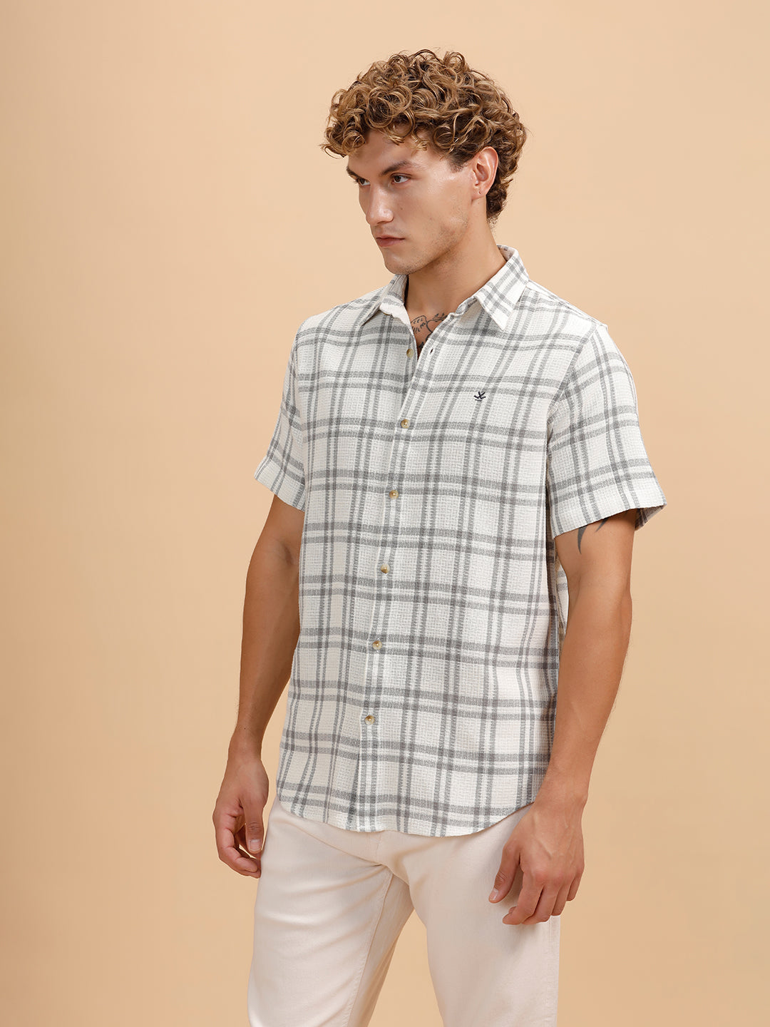 Textured Short Sleeve Shirt | Grey