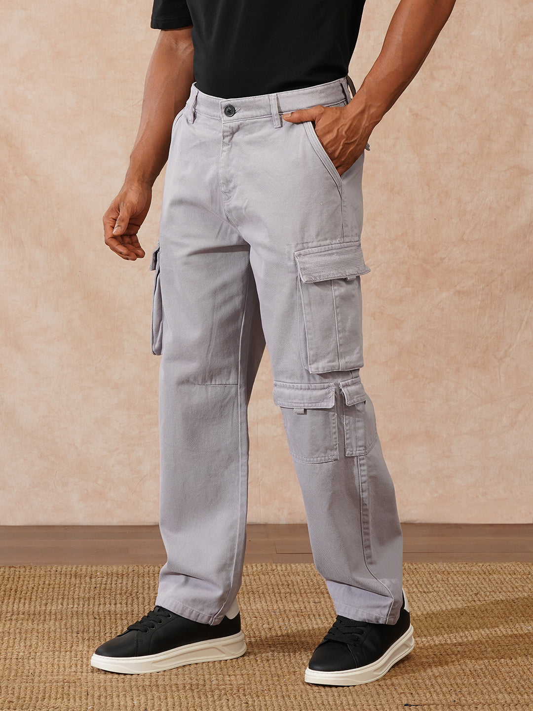Stacked Loose Fit Cargo Trouser | Grey