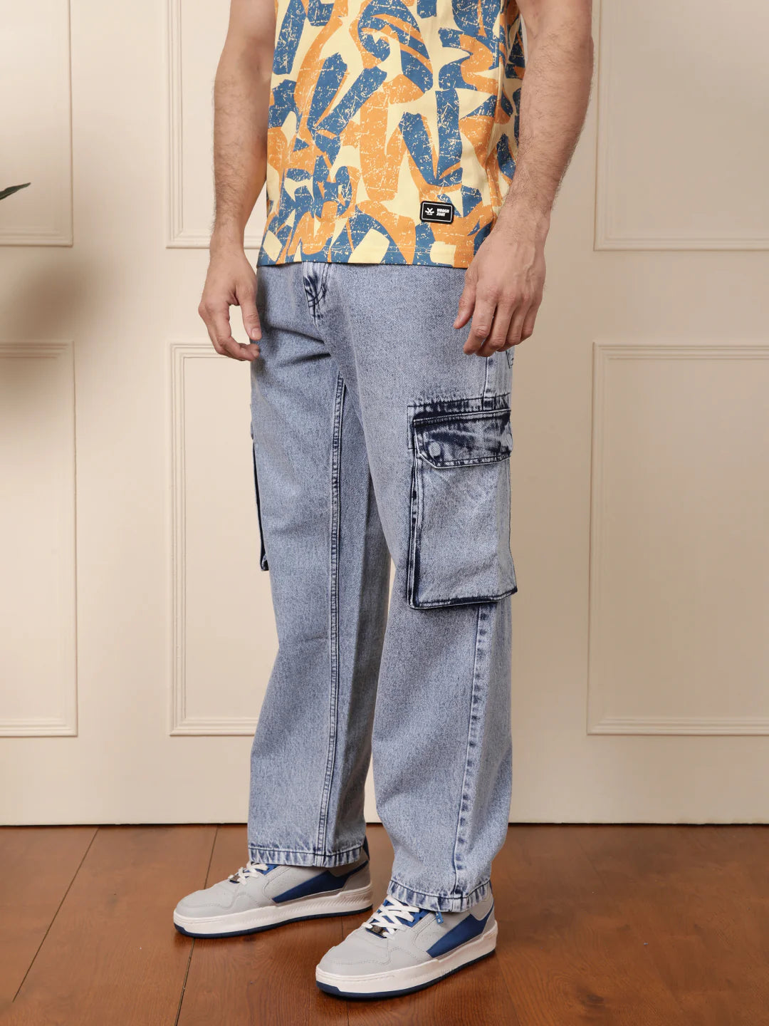 Loose Fit Superstone Denim Cargo | Light Blue