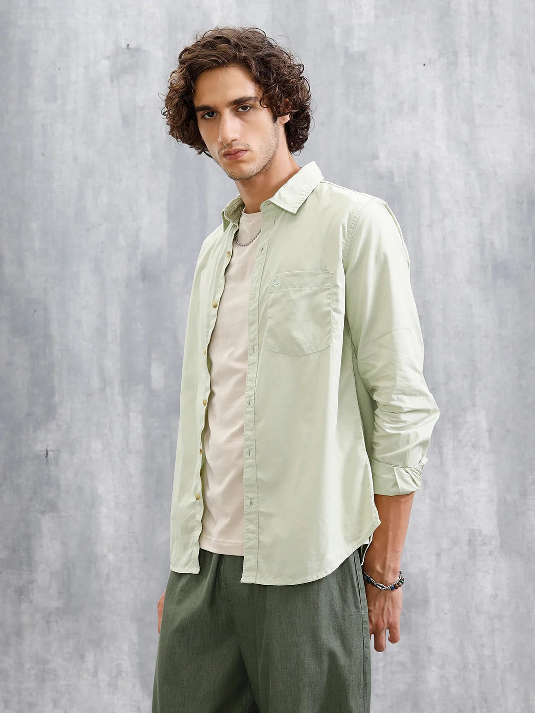 Solid Regular Fit Shirt | Light Green