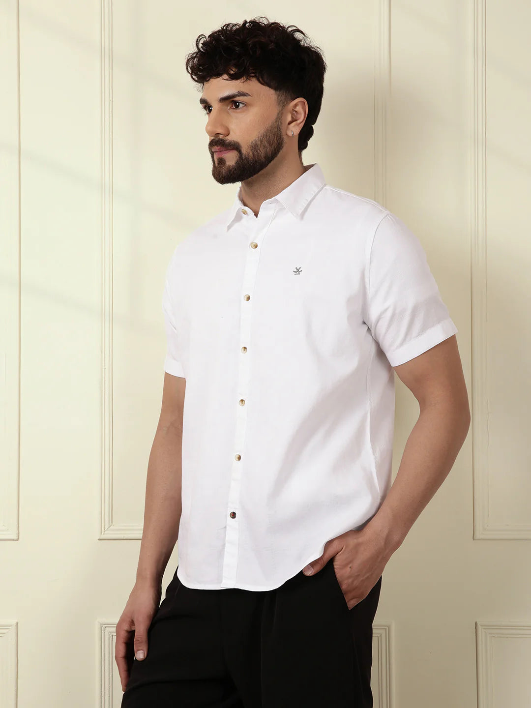 Textured Short Sleeve Shirt | White