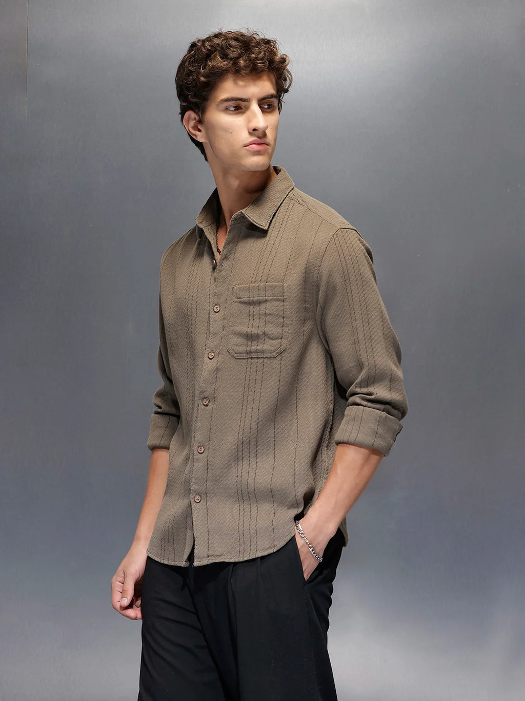 Men's Comfort Fit Casual Shirt  |  Grey