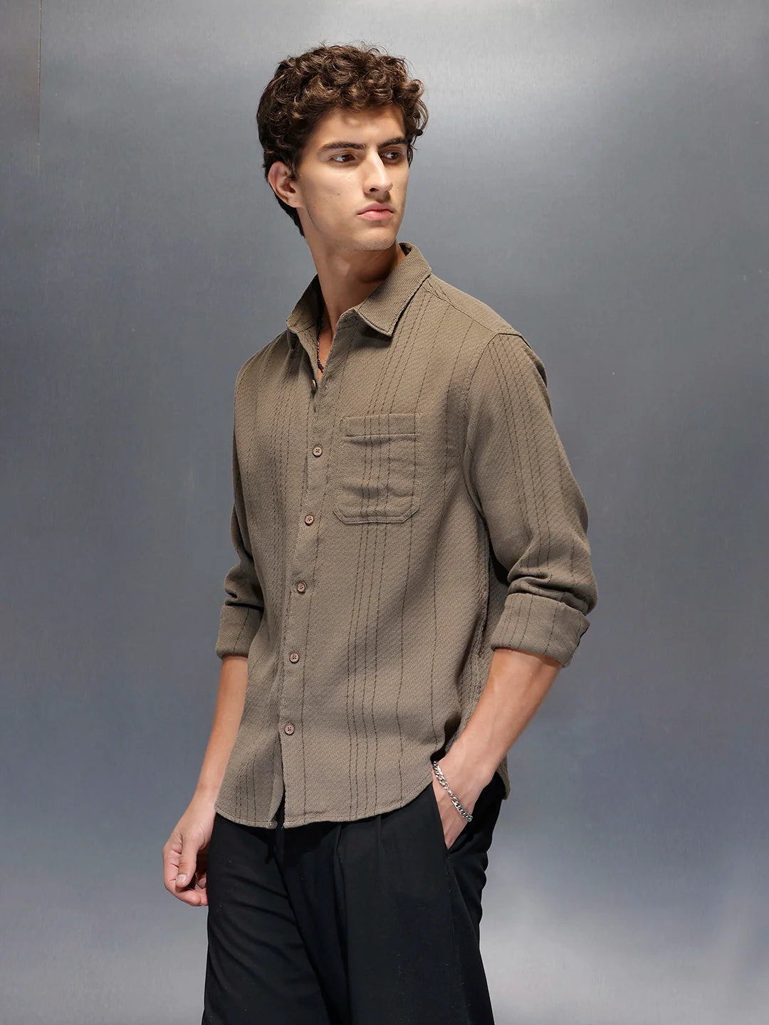 Men's Comfort Fit Casual Shirt  |  Grey