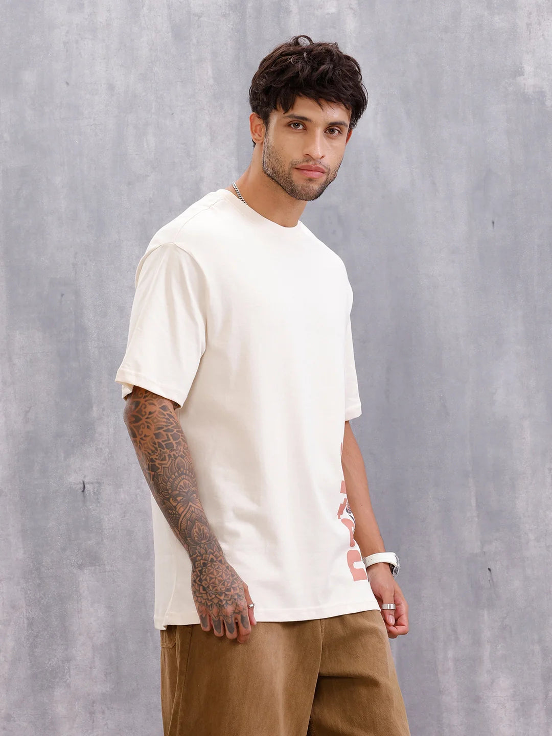 Graphic Printed Casual Look T-shirt | Beige