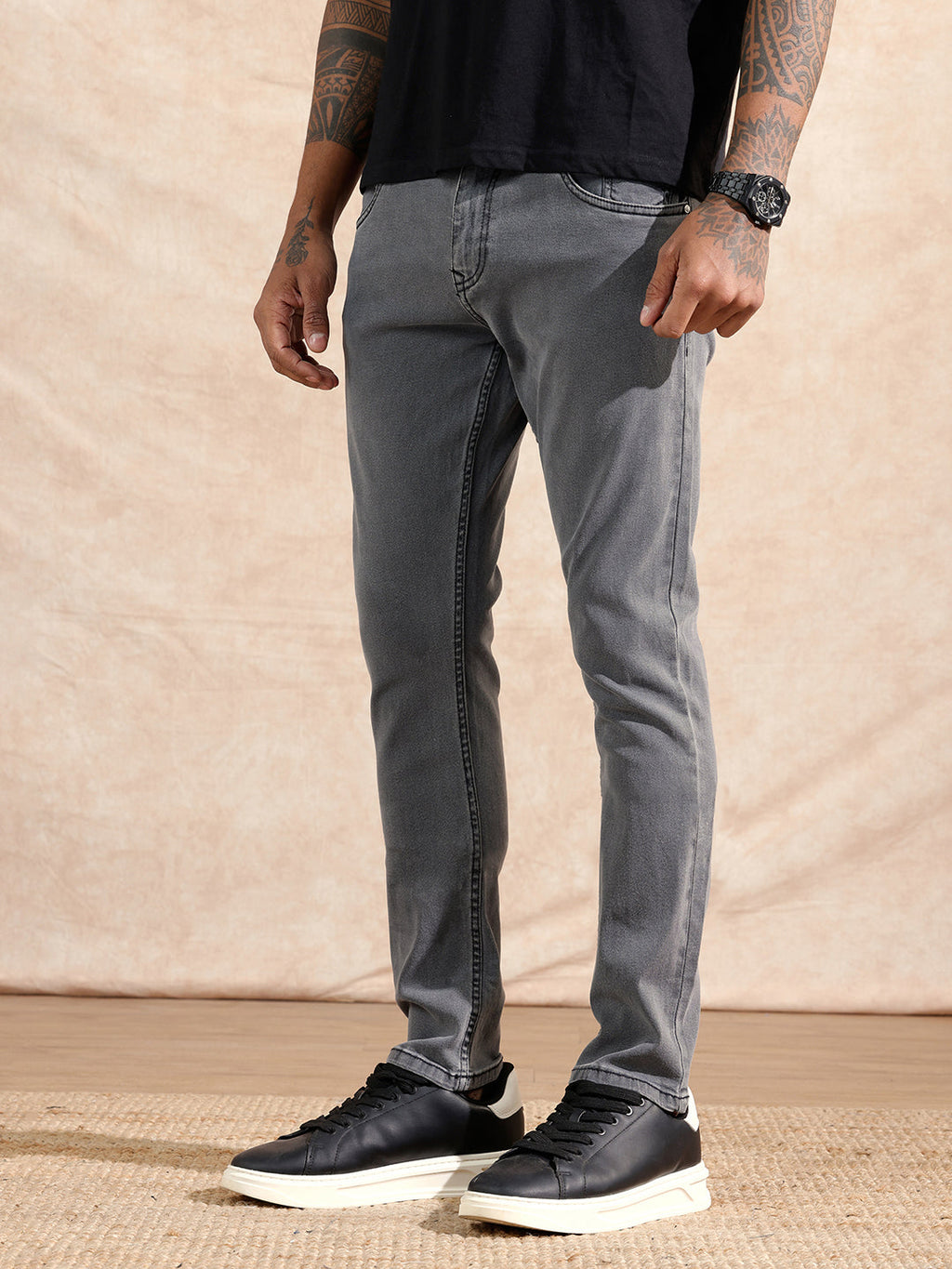 Solid Slim Fit Jeans | Light Grey