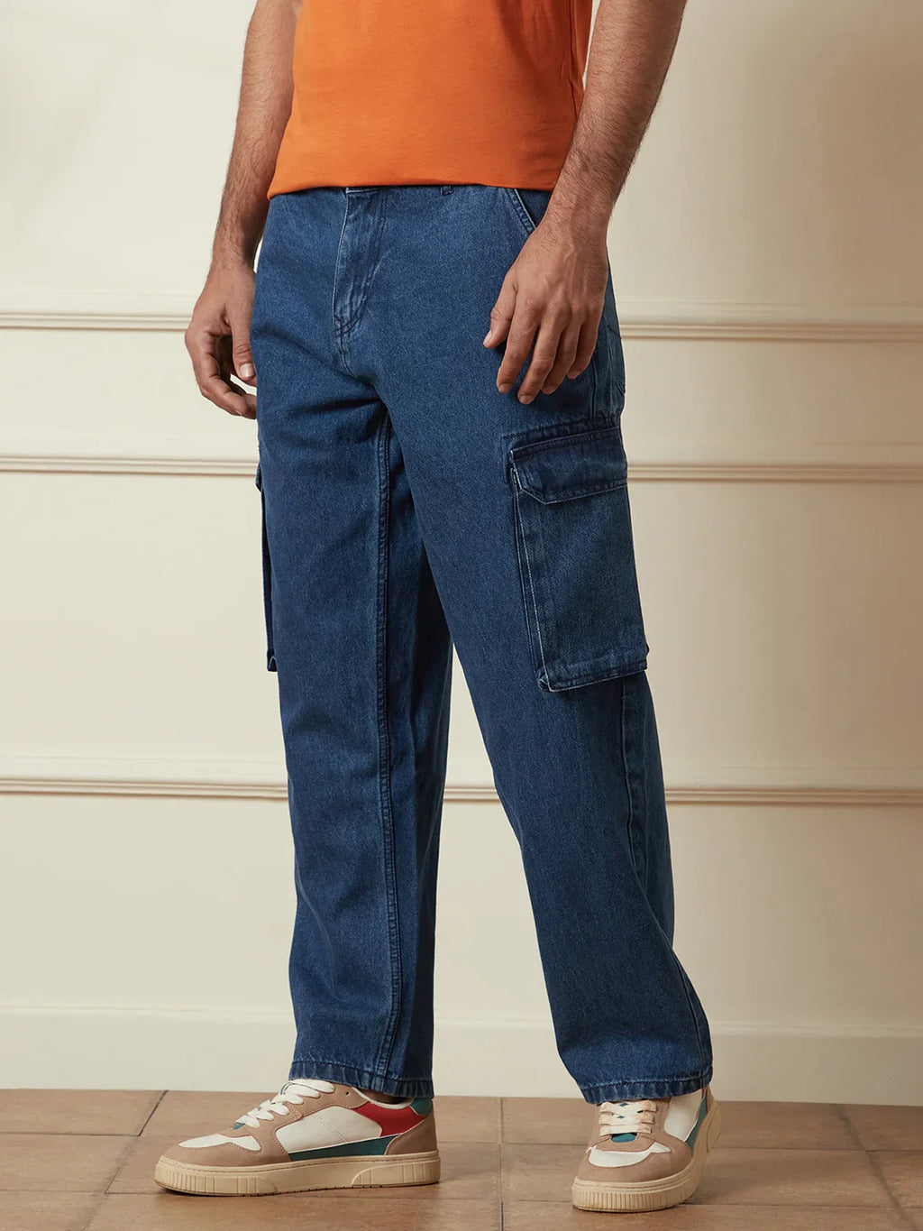 Loose Fit Darkstone Denim Cargo | Blue