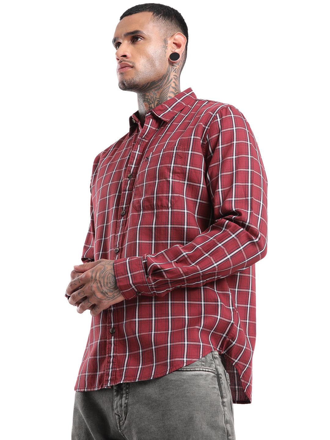 Elite Maroon & Navy Striped Shirt