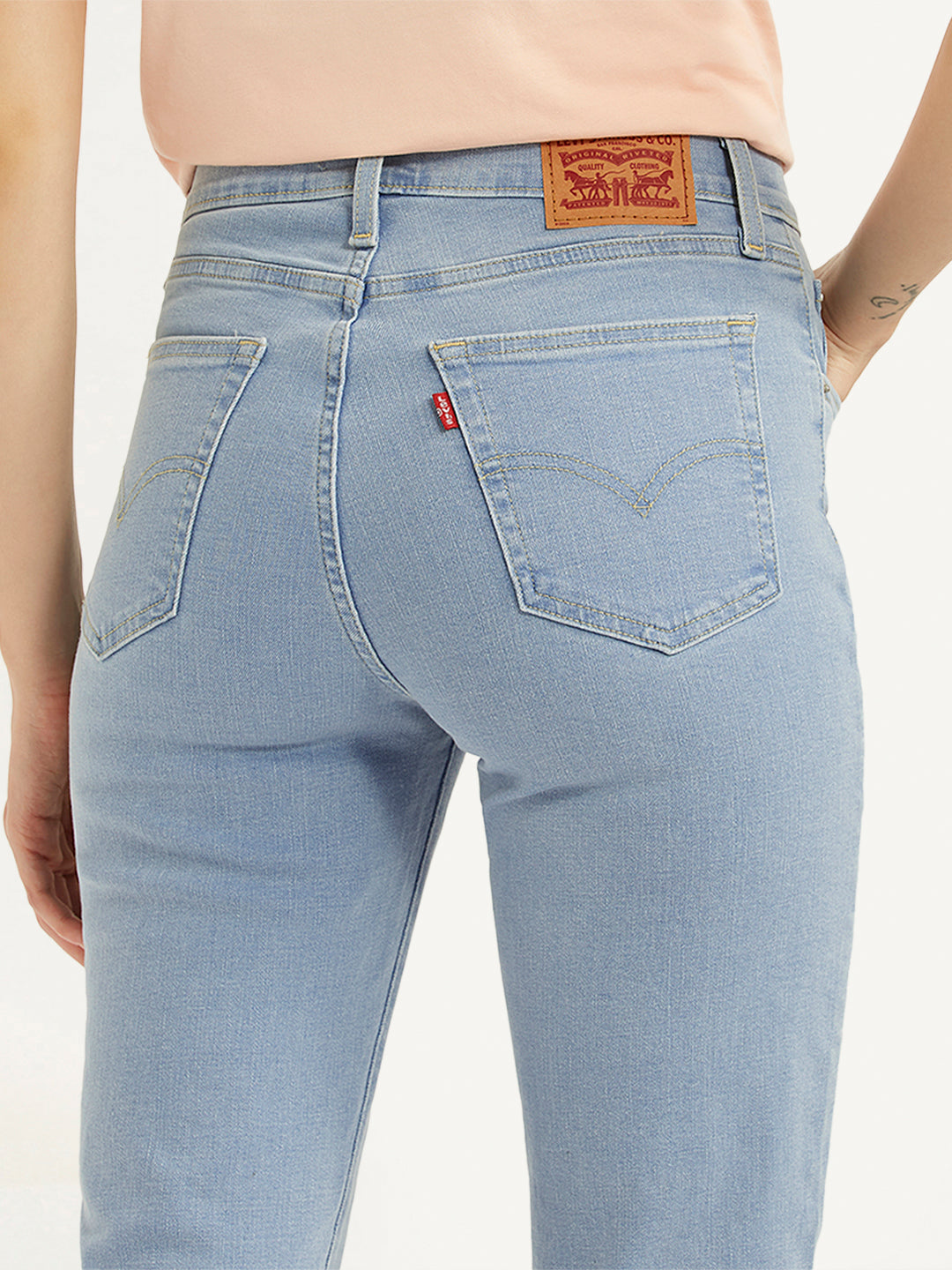 Women's 724 Light Blue Straight Fit High Rise Jeans