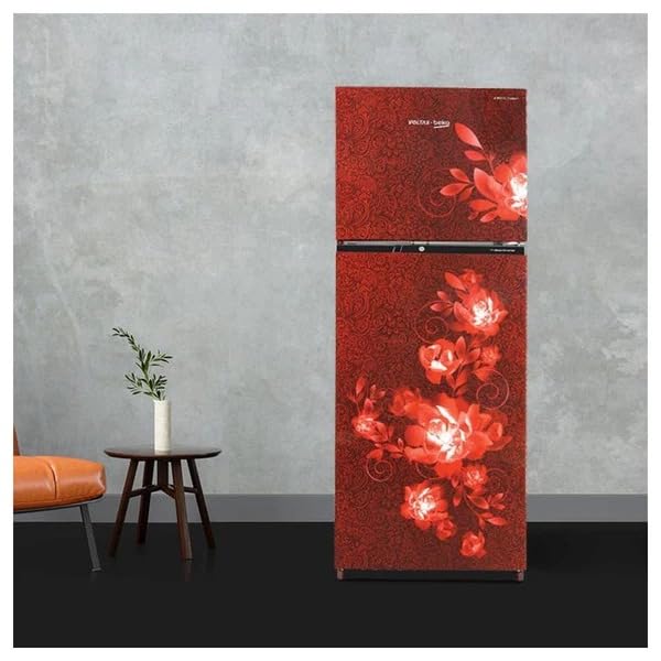 Voltas Beko RFF295D/W0CWR0I0000GD 250L 2 Star Frost Free Double Door Refrigerator Flower Wine
