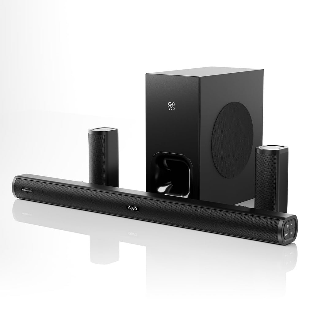 GOVO GoSurround 980 Dolby Digital | 525W Sound bar, 5.1 Channel Home Theatre, 6.5" Wired subwoofer, HDMI, Opt, AUX, USB & Bluetooth, 3 Equalizer Modes, Stylish Remote & LED Display (Black)