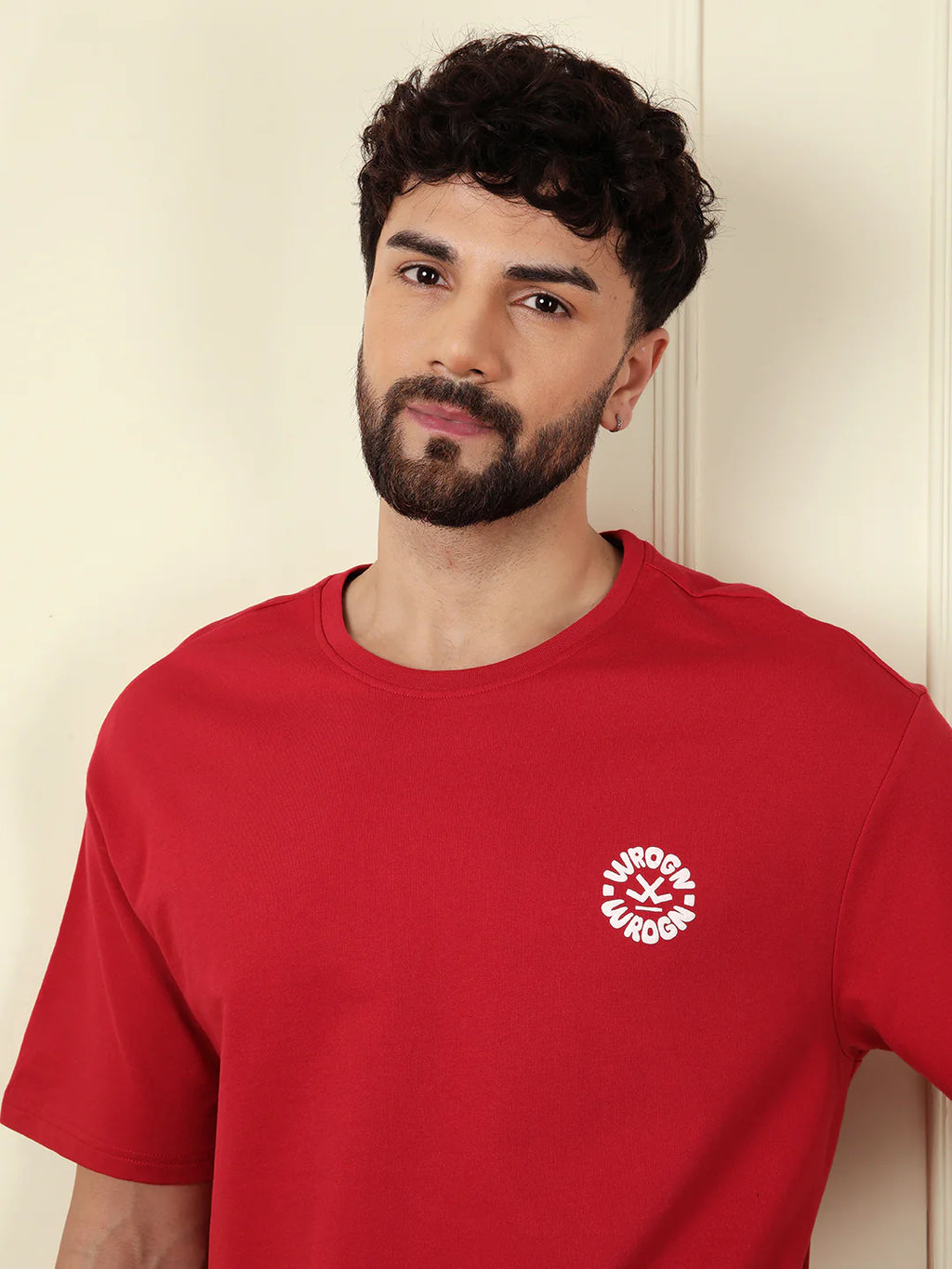 Puff Print Oversized T-Shirt | Red