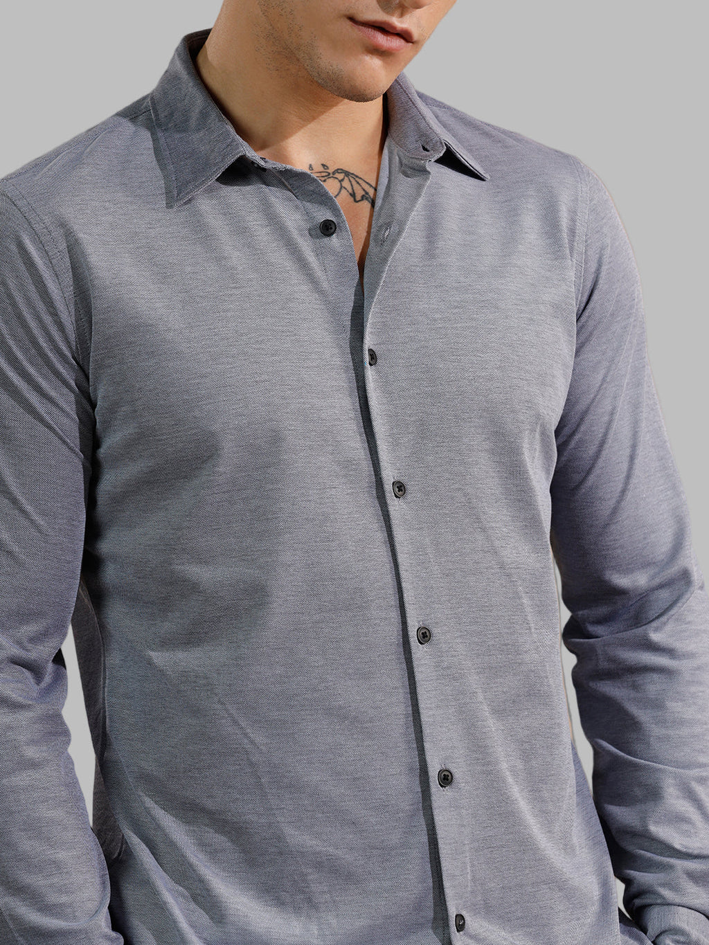 Solid Stretch Slim Fit Shirt | Grey