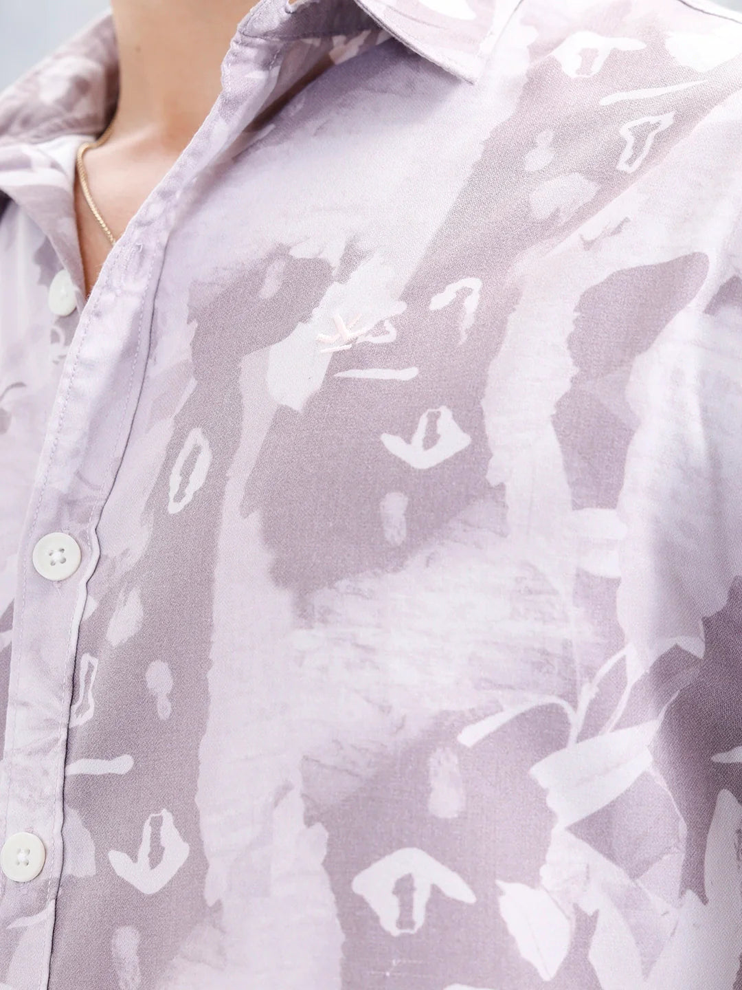 Abstract Aop Printed Oversized Fit Casual Shirt | Purple