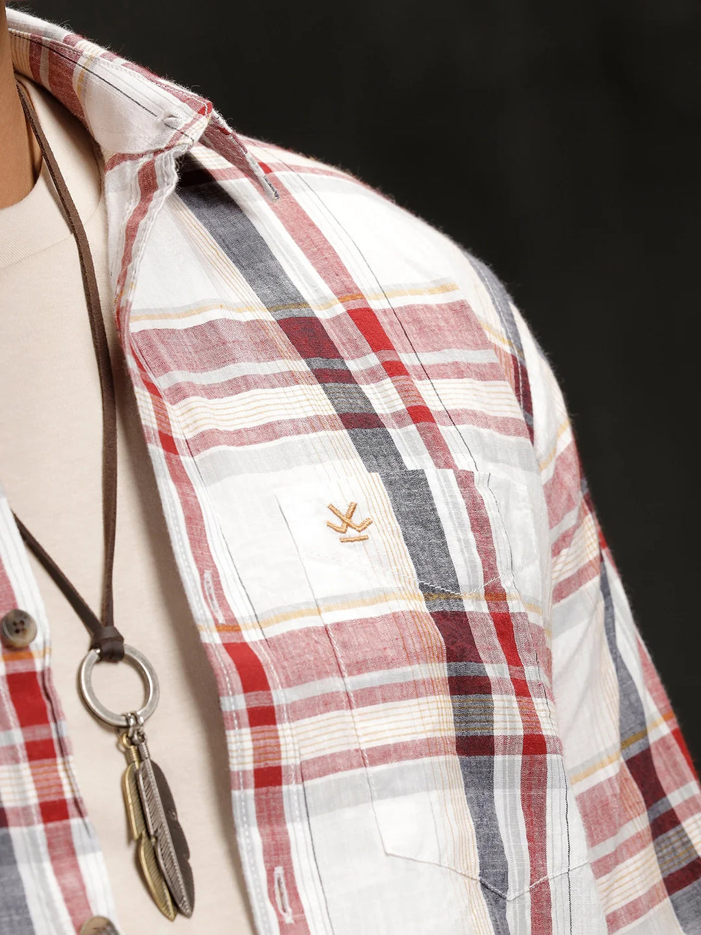 Checkered Cotton Slub Shirt | White