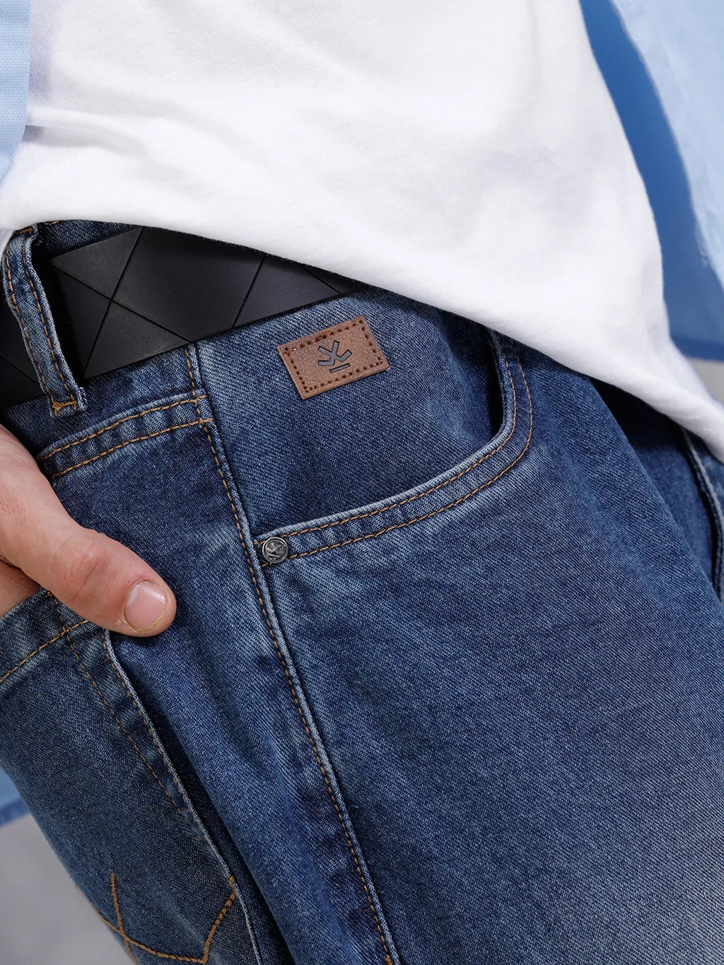 Solid Anti Fit Distressed Jeans | Blue