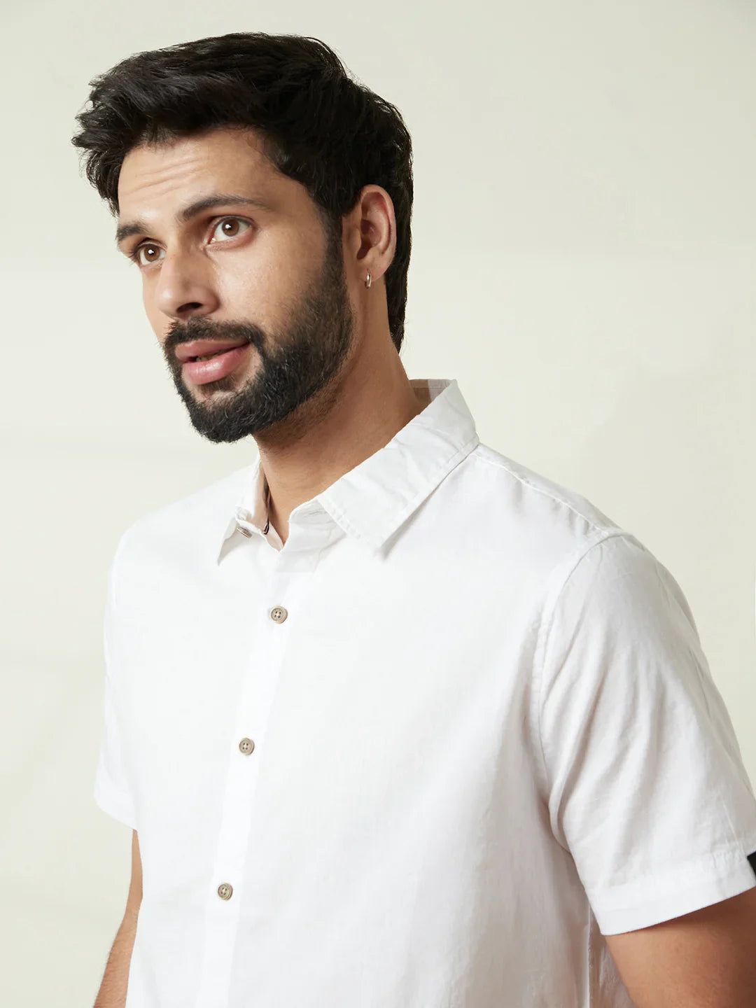 Textured Cotton Slim Fit Shirt | White