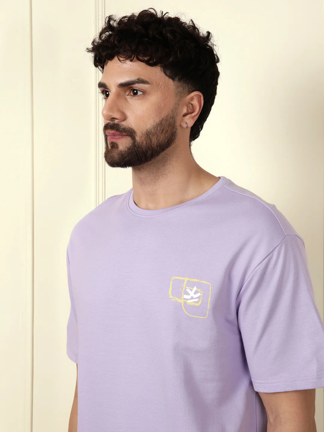 Heavy GSM Printed Faces T-Shirt | Purple