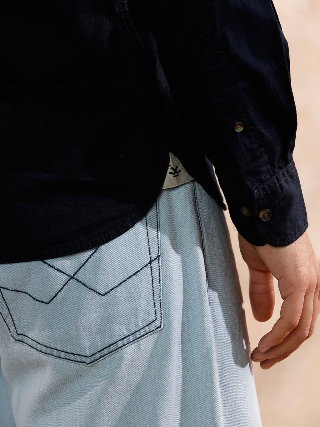 Double Pocket Solid Shirt | Navy Blue