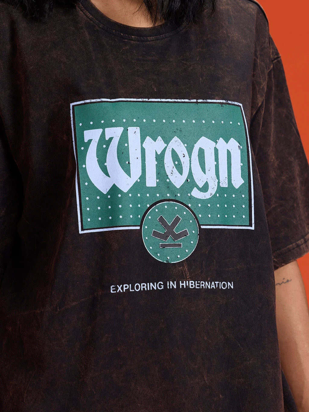 Acid Washed Retro Inspired Graphic Printed Oversized Fit T-shirt | Black