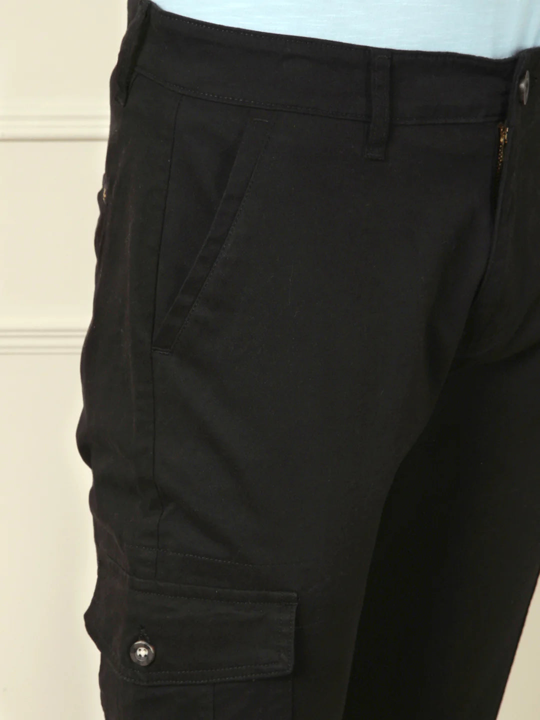 Peached Cotton Cargo Trouser | Black