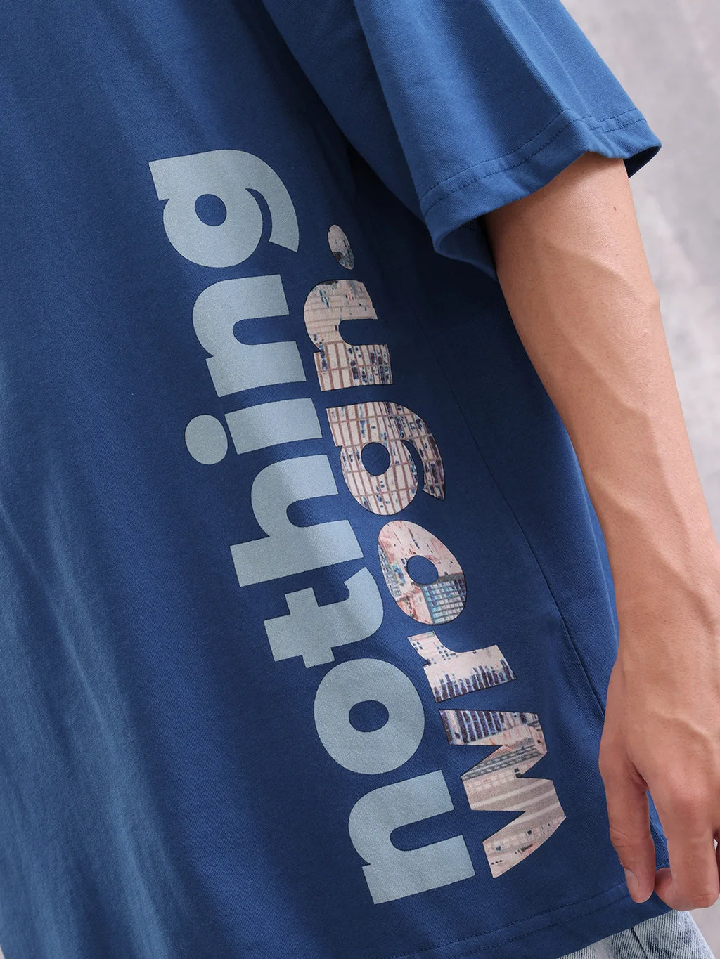 100% Cotton Oversized Graphic Tee I Blue