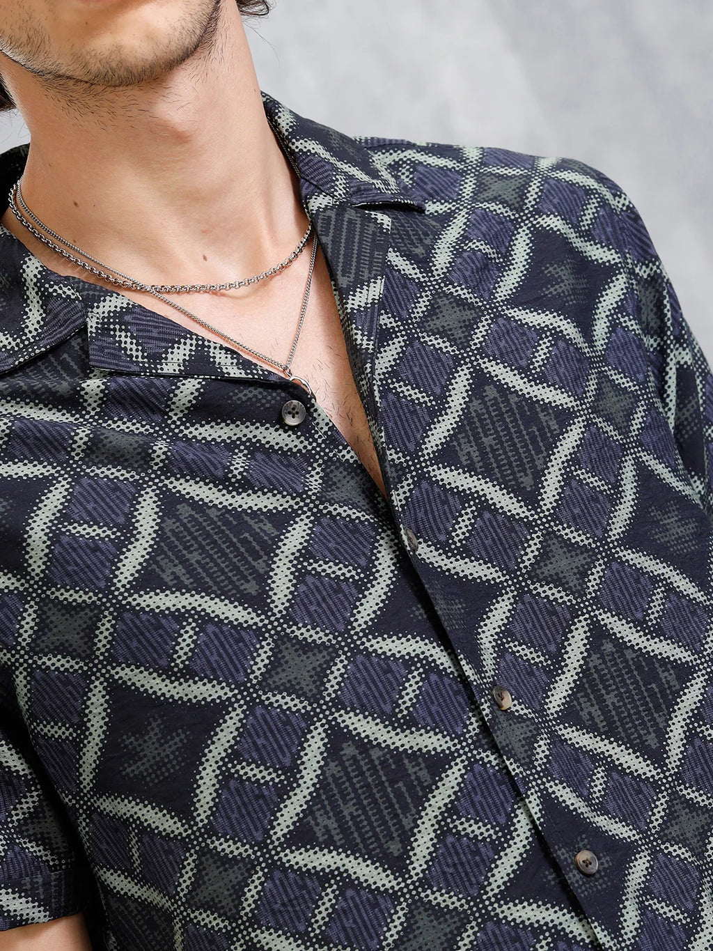 Casual AOP Resort Collar Shirt | Black