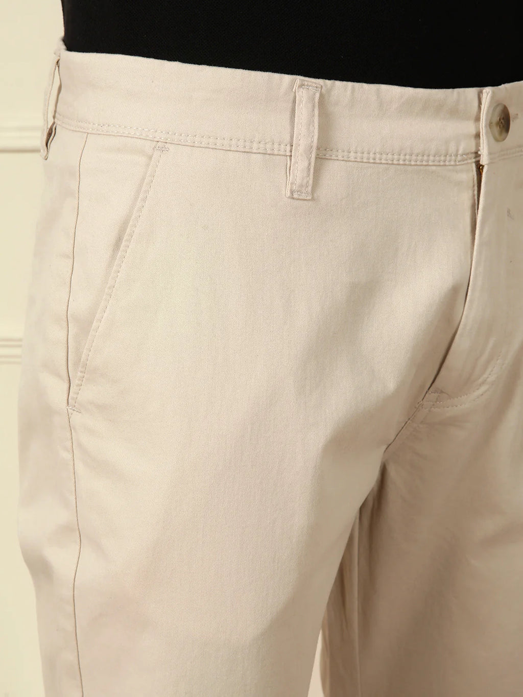 Peached Cotton Slim Fit Trouser | Beige