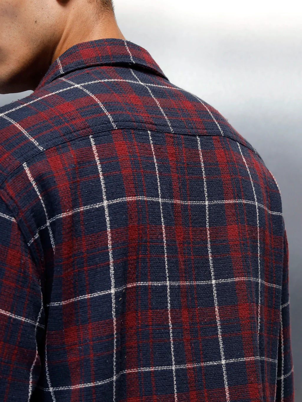 Men's Casual Oversized Fit Checkered Pattern Shirt | Navy Blue