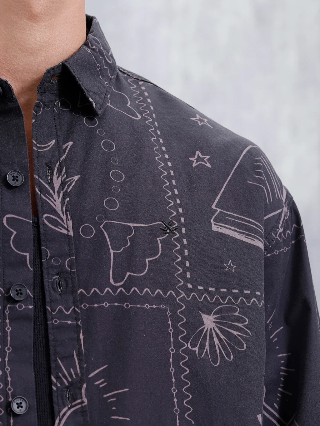 Abstract Aop Oversized Fit Casual Shirt | Black