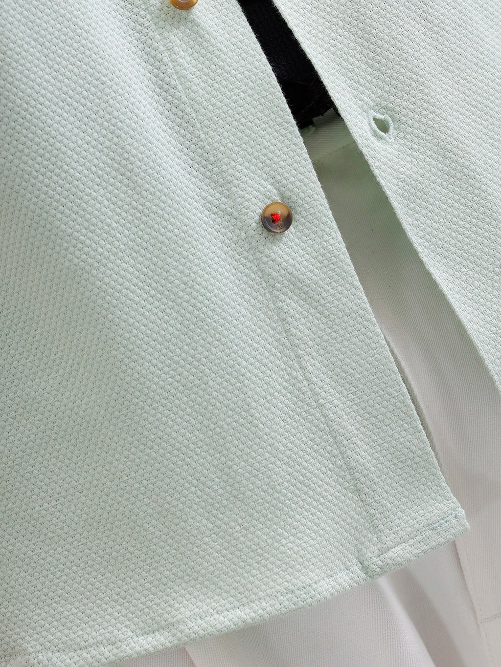 Knit Popcorn Texture Slim Fit Shirt | Light Green