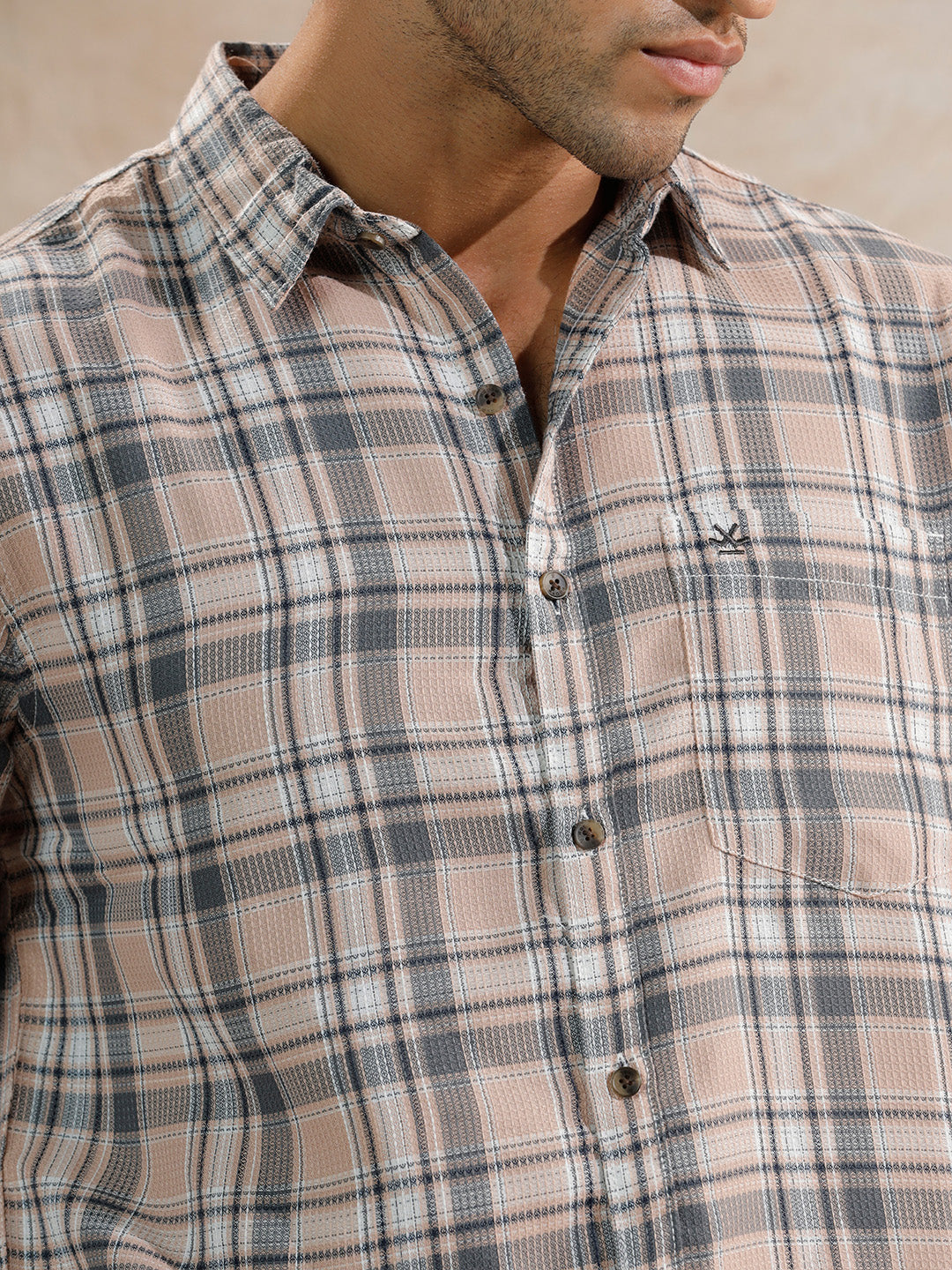 Dobby Textured Regular Fit Shirt | Beige
