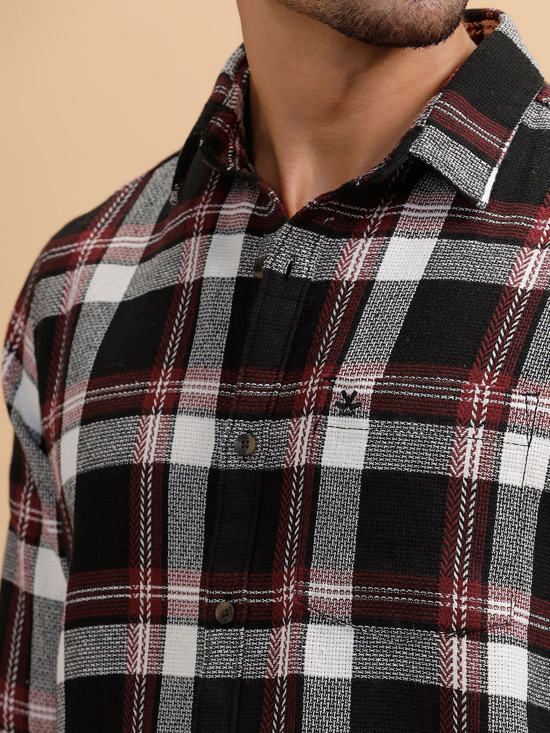 Textured Dobby Regular Fit Shirt | Red