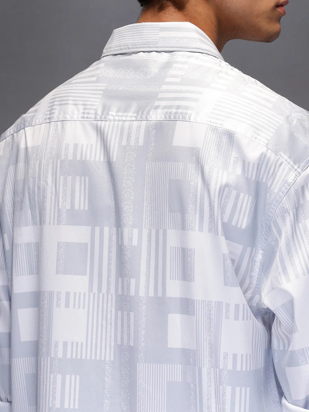 Men's Casual Oversized Abstract Printed Shirt  |  Grey