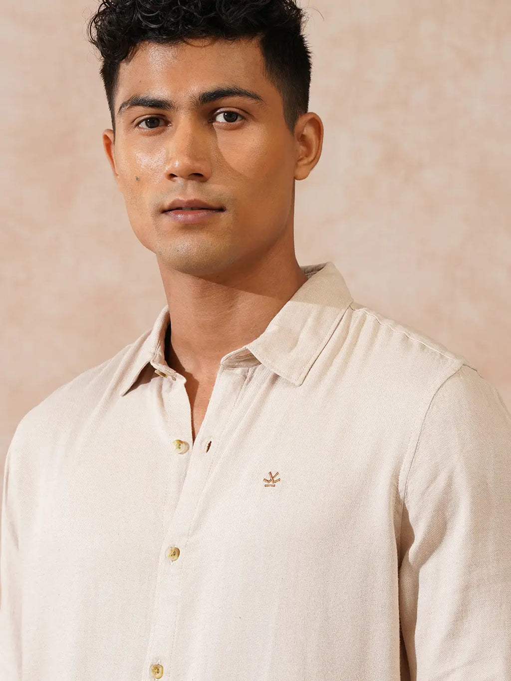 Viscose Linen Slim Fit Shirt | Beige
