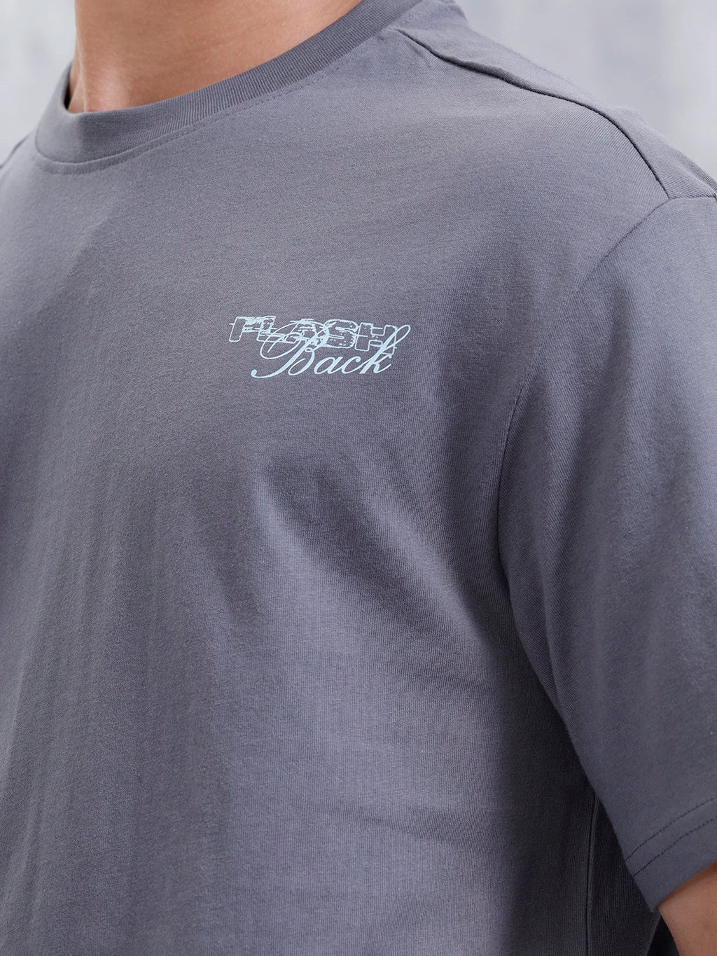 Casual Men Oversized Fit Tee With Graphic | Grey