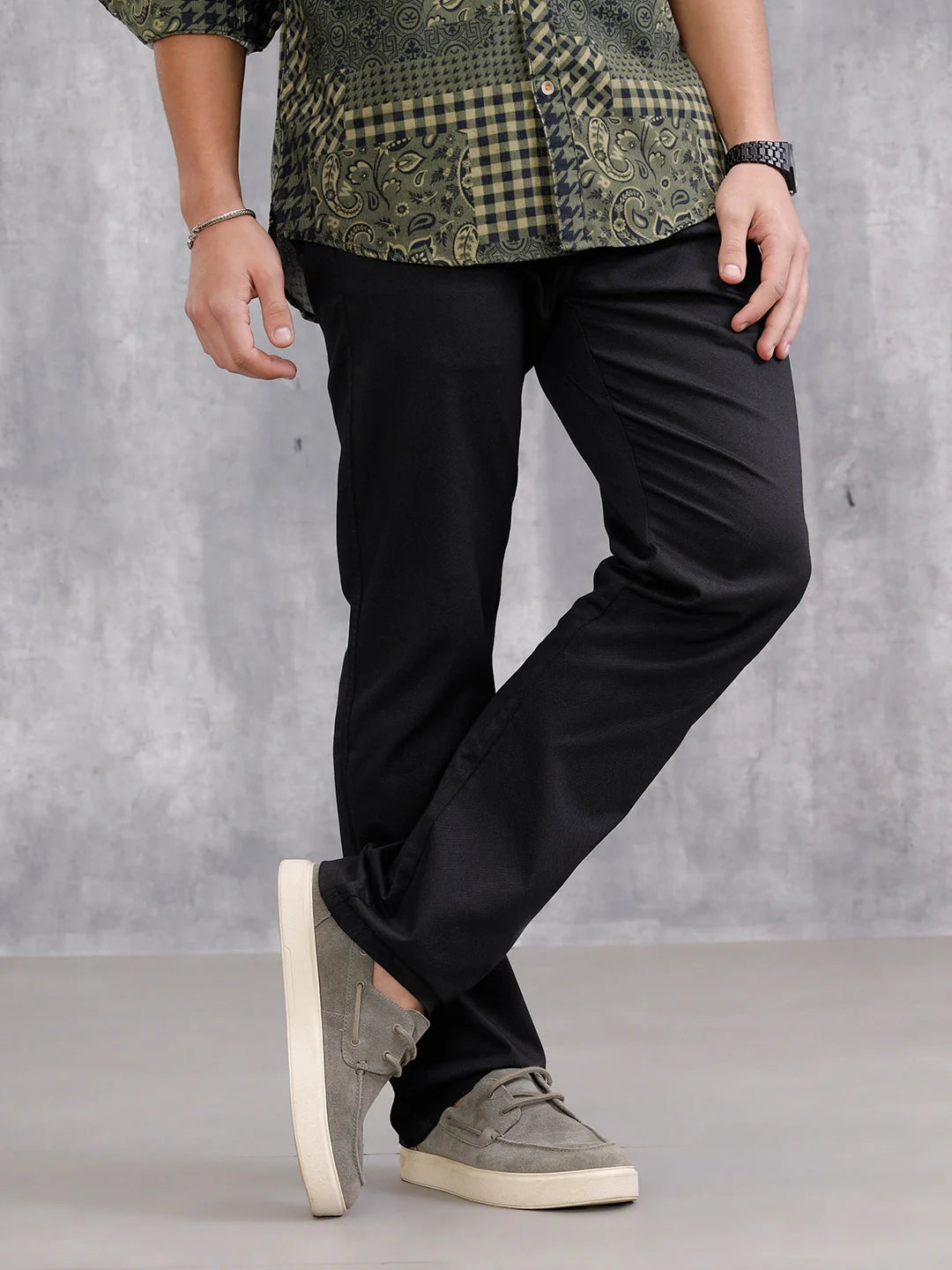 Straight Fit Aop Twill Stretch Woven Jogger | Black