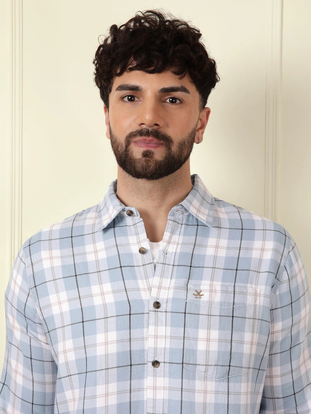 Checked Double Clothed Shirt | Blue