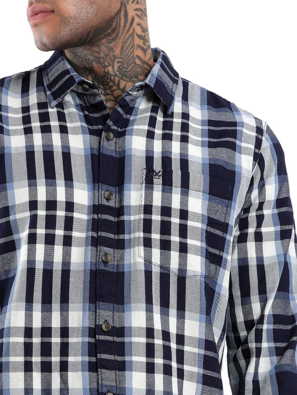 Beige-Navy Checked Shirt
