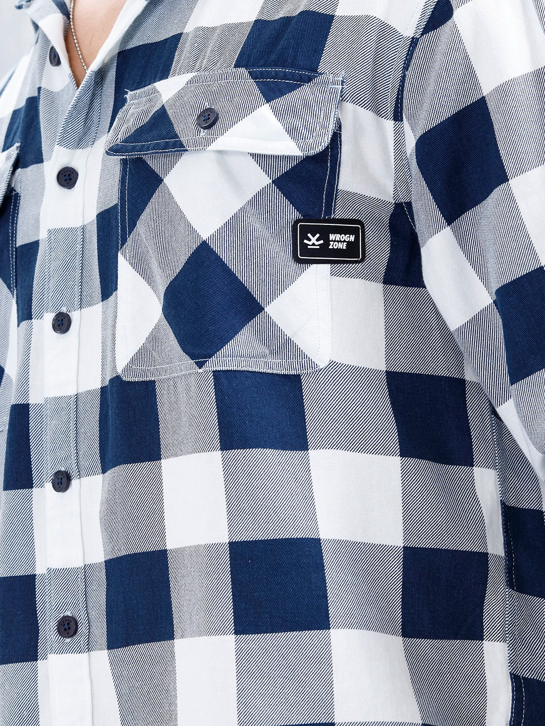 Casual Comfort Fit Checkered Pattern Shirt  | Navy Blue