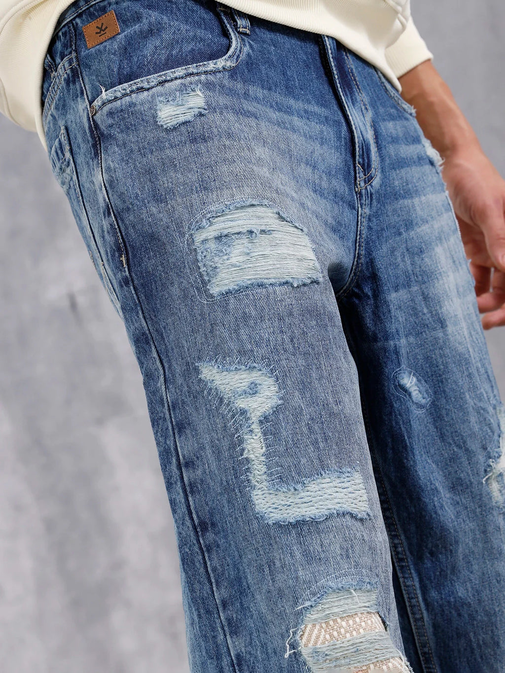 Distressed Loose Fit Jeans | Med Stone